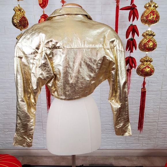 Gold leather jacket - Picture 2 of 4